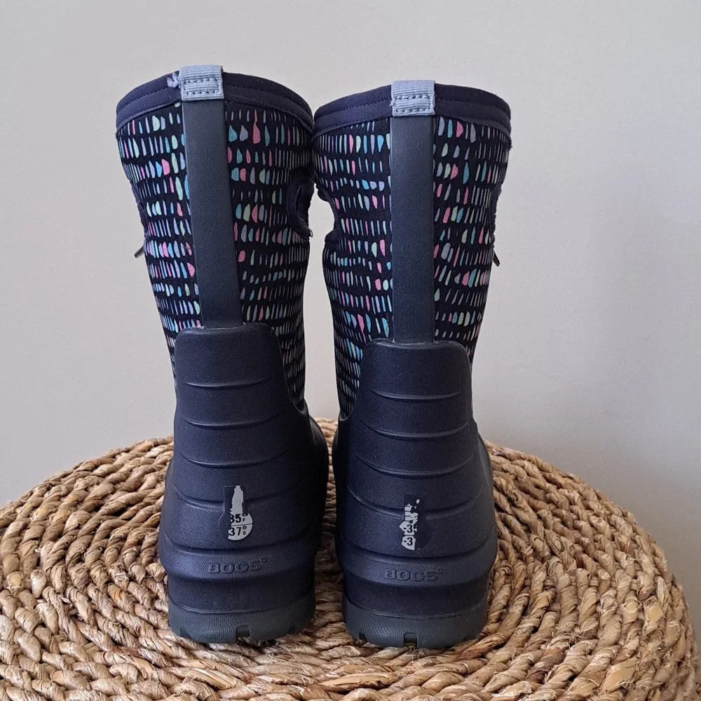BOGS Youth‎ Neoclassic Twinkle Waterproof/Insulated Rain/ Snow Navy Boots 1